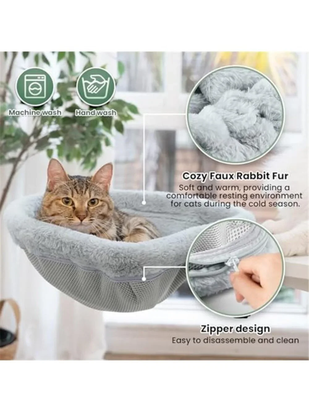 Foldable Cat Desk Bed Soft Faux Fur Cat Hammock Space Saving Perch Washable